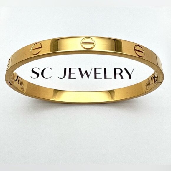 Cuff Bracelet Gold Tone Bangle Love Bracelet - Picture 1 of 6